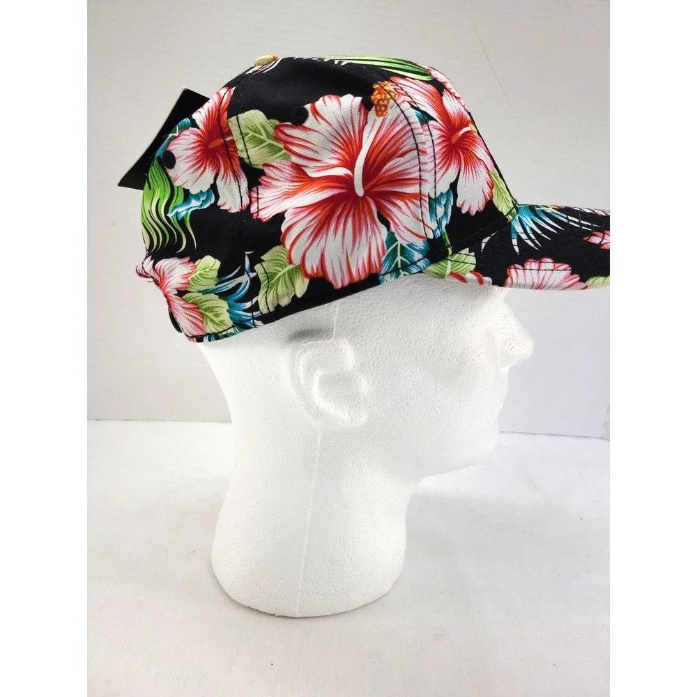 Rowdy Gentlemen SNAPBACK Hat black w/ colorful Floral designs~ fully adjustable